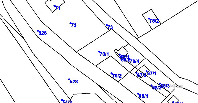 Parcela st. 70/1 v KÚ Pančava, Katastrální mapa