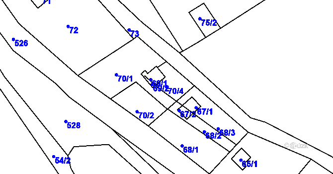 Parcela st. 70/4 v KÚ Pančava, Katastrální mapa