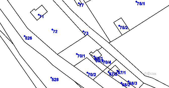 Parcela st. 70/6 v KÚ Pančava, Katastrální mapa