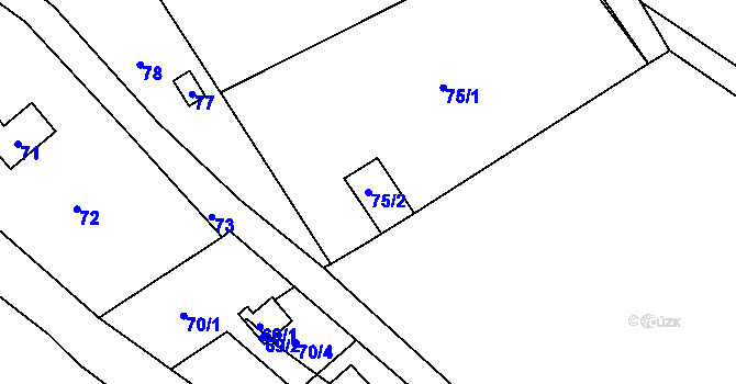 Parcela st. 75/2 v KÚ Pančava, Katastrální mapa