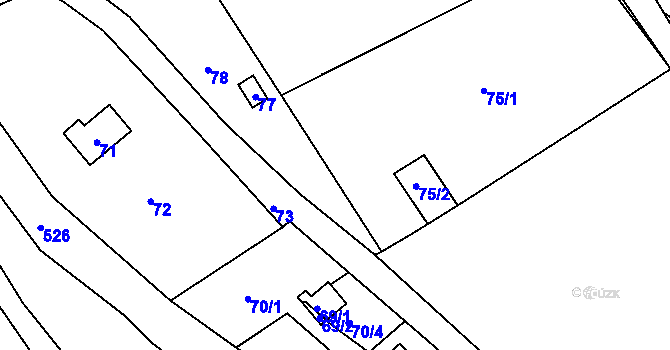 Parcela st. 75/3 v KÚ Pančava, Katastrální mapa