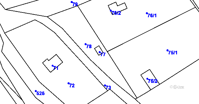 Parcela st. 77 v KÚ Pančava, Katastrální mapa