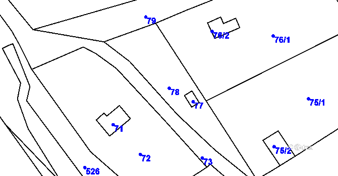 Parcela st. 78 v KÚ Pančava, Katastrální mapa
