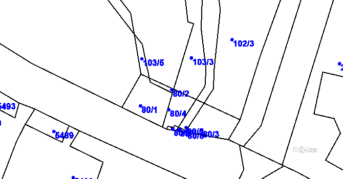 Parcela st. 80/2 v KÚ Pančava, Katastrální mapa