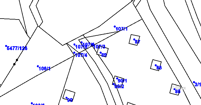 Parcela st. 89 v KÚ Pančava, Katastrální mapa