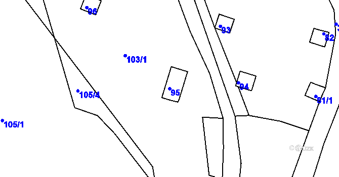 Parcela st. 95 v KÚ Pančava, Katastrální mapa