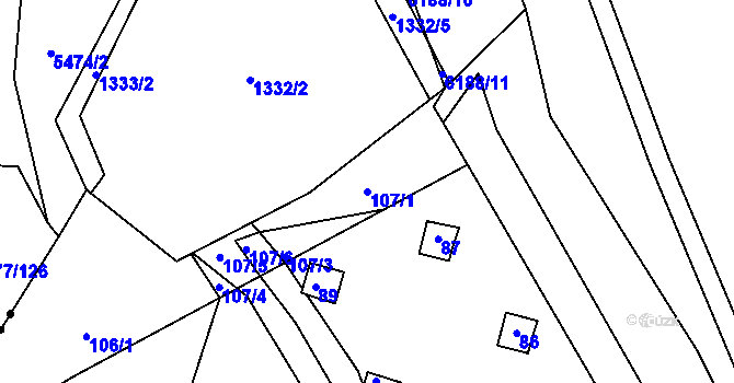 Parcela st. 107/1 v KÚ Pančava, Katastrální mapa