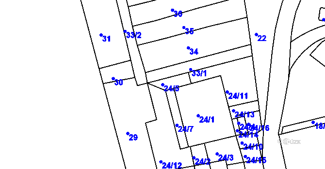Parcela st. 24/5 v KÚ Sasov, Katastrální mapa