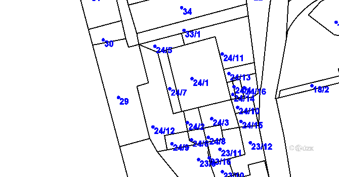 Parcela st. 24/7 v KÚ Sasov, Katastrální mapa