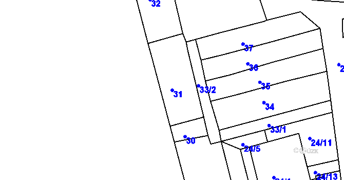 Parcela st. 31 v KÚ Sasov, Katastrální mapa