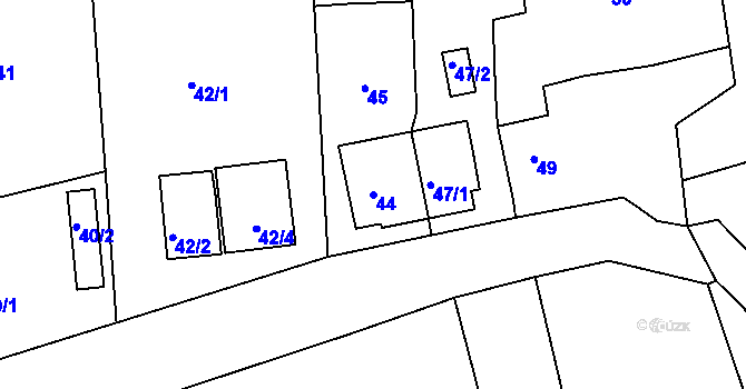 Parcela st. 44 v KÚ Sasov, Katastrální mapa