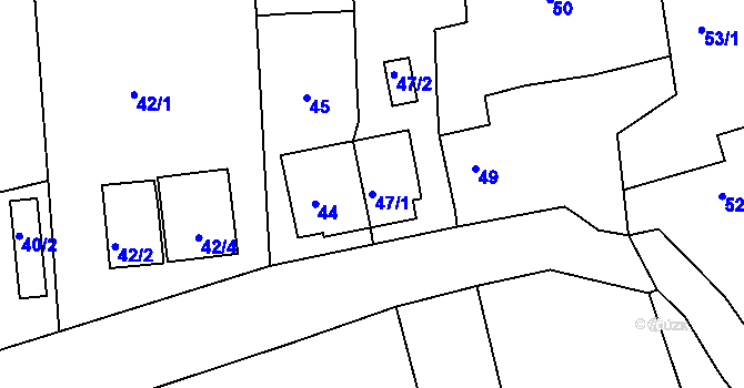 Parcela st. 47/1 v KÚ Sasov, Katastrální mapa