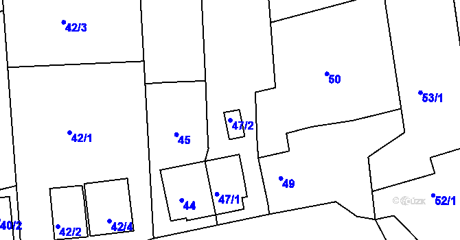 Parcela st. 47/2 v KÚ Sasov, Katastrální mapa