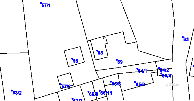Parcela st. 58 v KÚ Sasov, Katastrální mapa