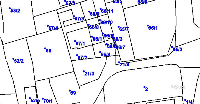 Parcela st. 66/4 v KÚ Sasov, Katastrální mapa