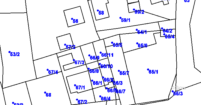 Parcela st. 66/11 v KÚ Sasov, Katastrální mapa