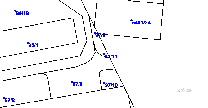 Parcela st. 97/11 v KÚ Sasov, Katastrální mapa