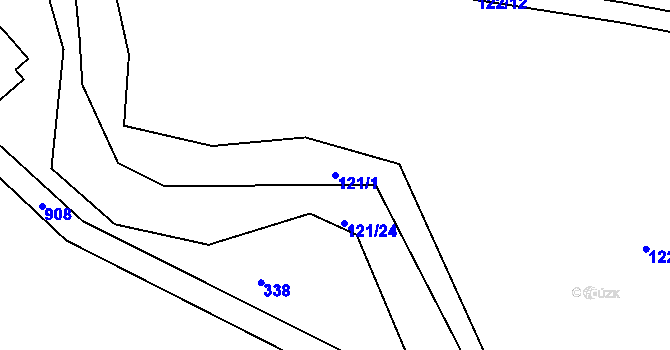Parcela st. 121/1 v KÚ Sasov, Katastrální mapa