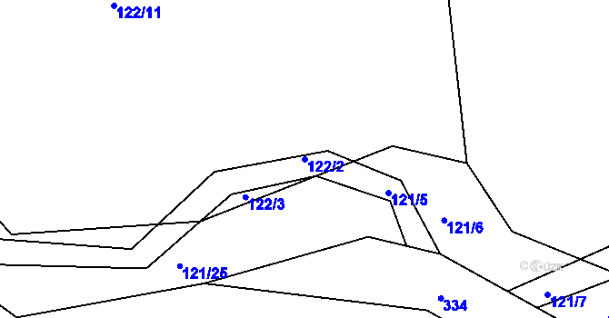 Parcela st. 122/2 v KÚ Sasov, Katastrální mapa