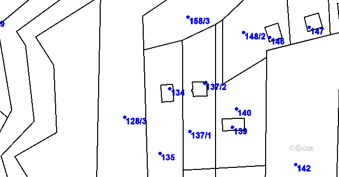 Parcela st. 134 v KÚ Sasov, Katastrální mapa