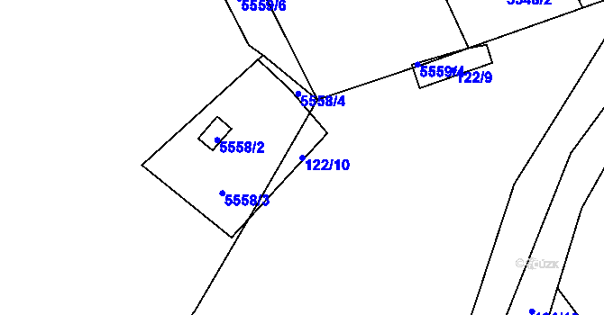 Parcela st. 122/10 v KÚ Sasov, Katastrální mapa