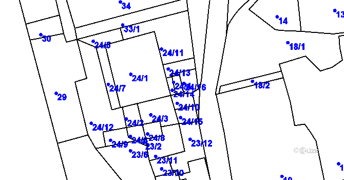 Parcela st. 24/14 v KÚ Sasov, Katastrální mapa