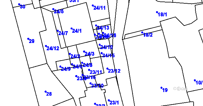 Parcela st. 24/15 v KÚ Sasov, Katastrální mapa