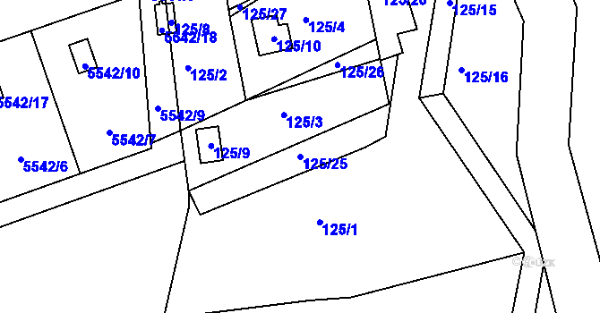 Parcela st. 125/25 v KÚ Sasov, Katastrální mapa