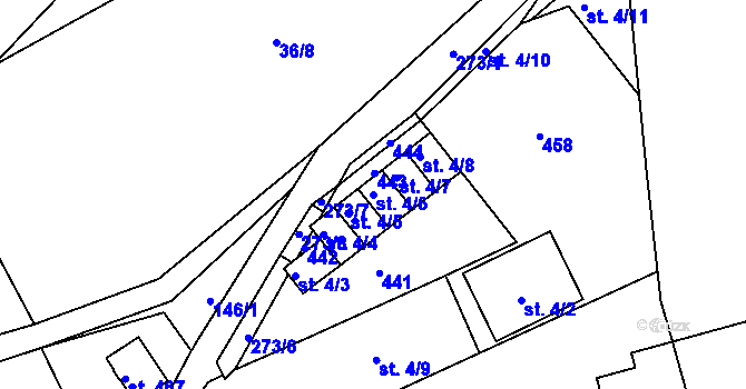 Parcela st. 4/6 v KÚ Staré Hory, Katastrální mapa