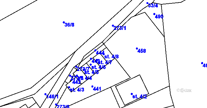 Parcela st. 4/8 v KÚ Staré Hory, Katastrální mapa