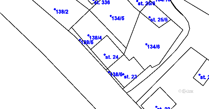 Parcela st. 24 v KÚ Staré Hory, Katastrální mapa