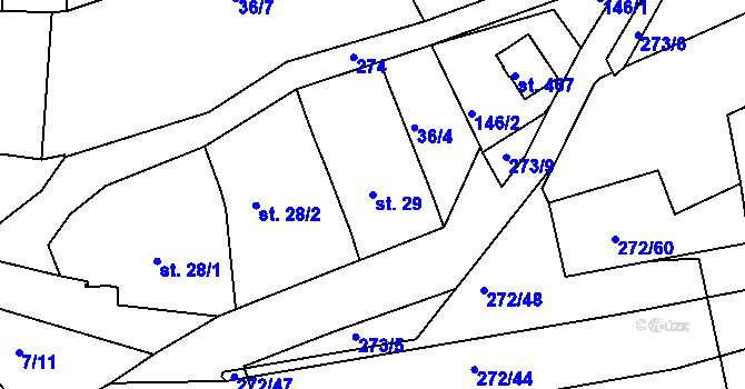 Parcela st. 29 v KÚ Staré Hory, Katastrální mapa