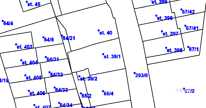 Parcela st. 39/1 v KÚ Staré Hory, Katastrální mapa