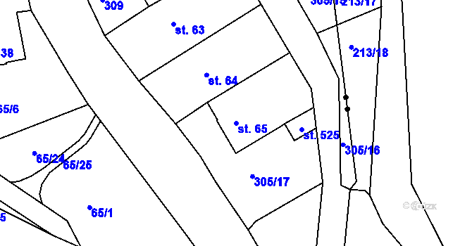 Parcela st. 65 v KÚ Staré Hory, Katastrální mapa
