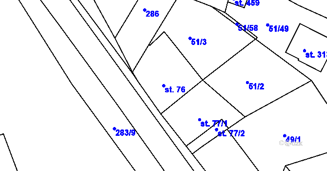 Parcela st. 76 v KÚ Staré Hory, Katastrální mapa