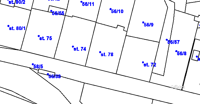Parcela st. 78 v KÚ Staré Hory, Katastrální mapa