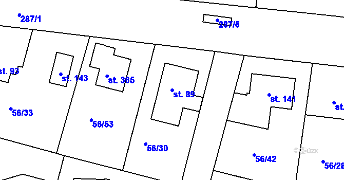 Parcela st. 89 v KÚ Staré Hory, Katastrální mapa