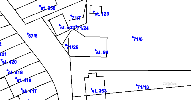 Parcela st. 94 v KÚ Staré Hory, Katastrální mapa