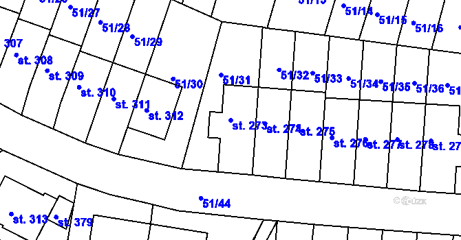 Parcela st. 273 v KÚ Staré Hory, Katastrální mapa