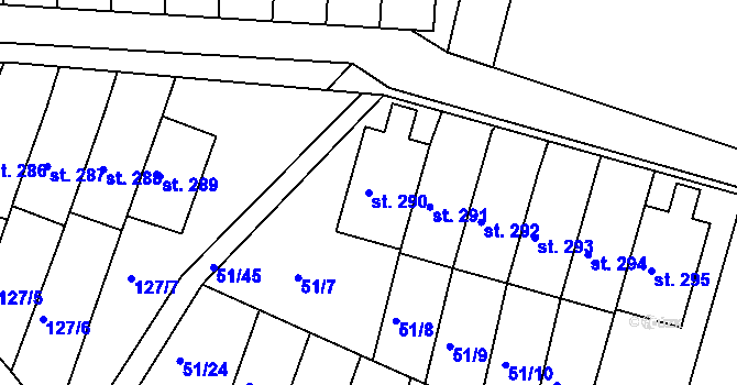 Parcela st. 290 v KÚ Staré Hory, Katastrální mapa