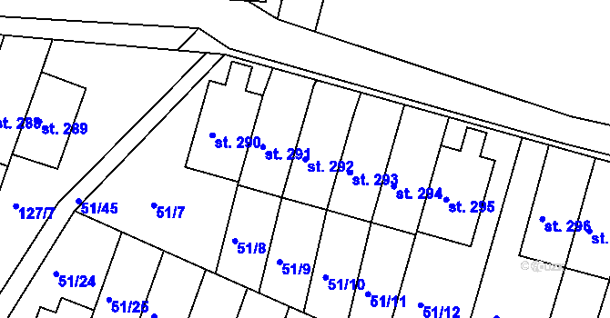 Parcela st. 292 v KÚ Staré Hory, Katastrální mapa