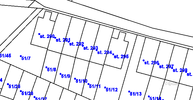 Parcela st. 294 v KÚ Staré Hory, Katastrální mapa