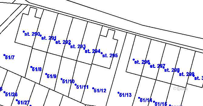 Parcela st. 295 v KÚ Staré Hory, Katastrální mapa
