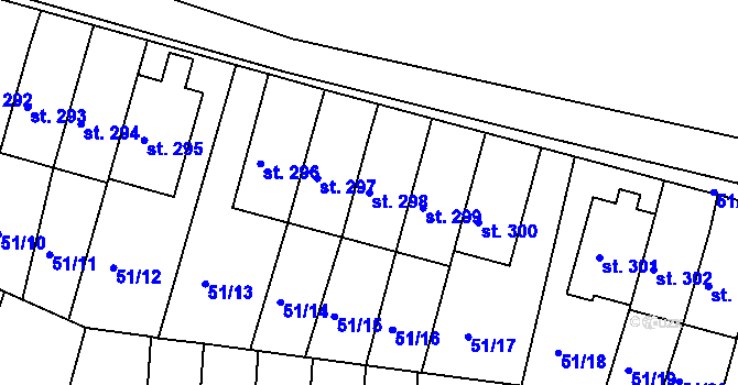 Parcela st. 298 v KÚ Staré Hory, Katastrální mapa