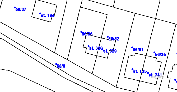 Parcela st. 328 v KÚ Staré Hory, Katastrální mapa