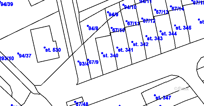 Parcela st. 340 v KÚ Staré Hory, Katastrální mapa