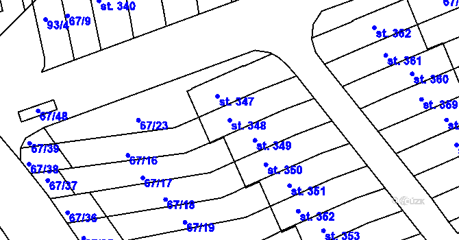 Parcela st. 348 v KÚ Staré Hory, Katastrální mapa