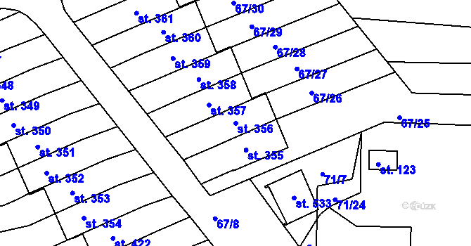 Parcela st. 356 v KÚ Staré Hory, Katastrální mapa