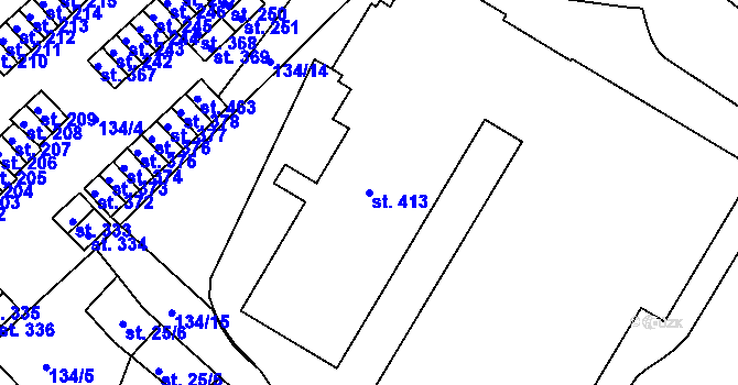 Parcela st. 413 v KÚ Staré Hory, Katastrální mapa