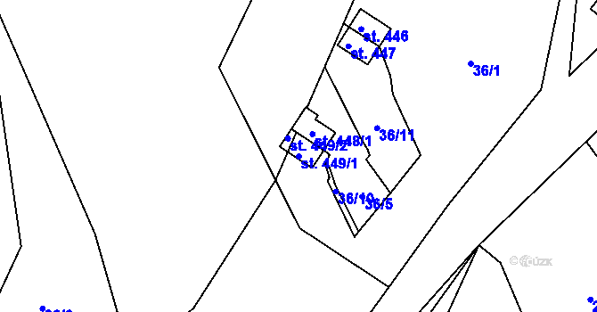 Parcela st. 449/1 v KÚ Staré Hory, Katastrální mapa